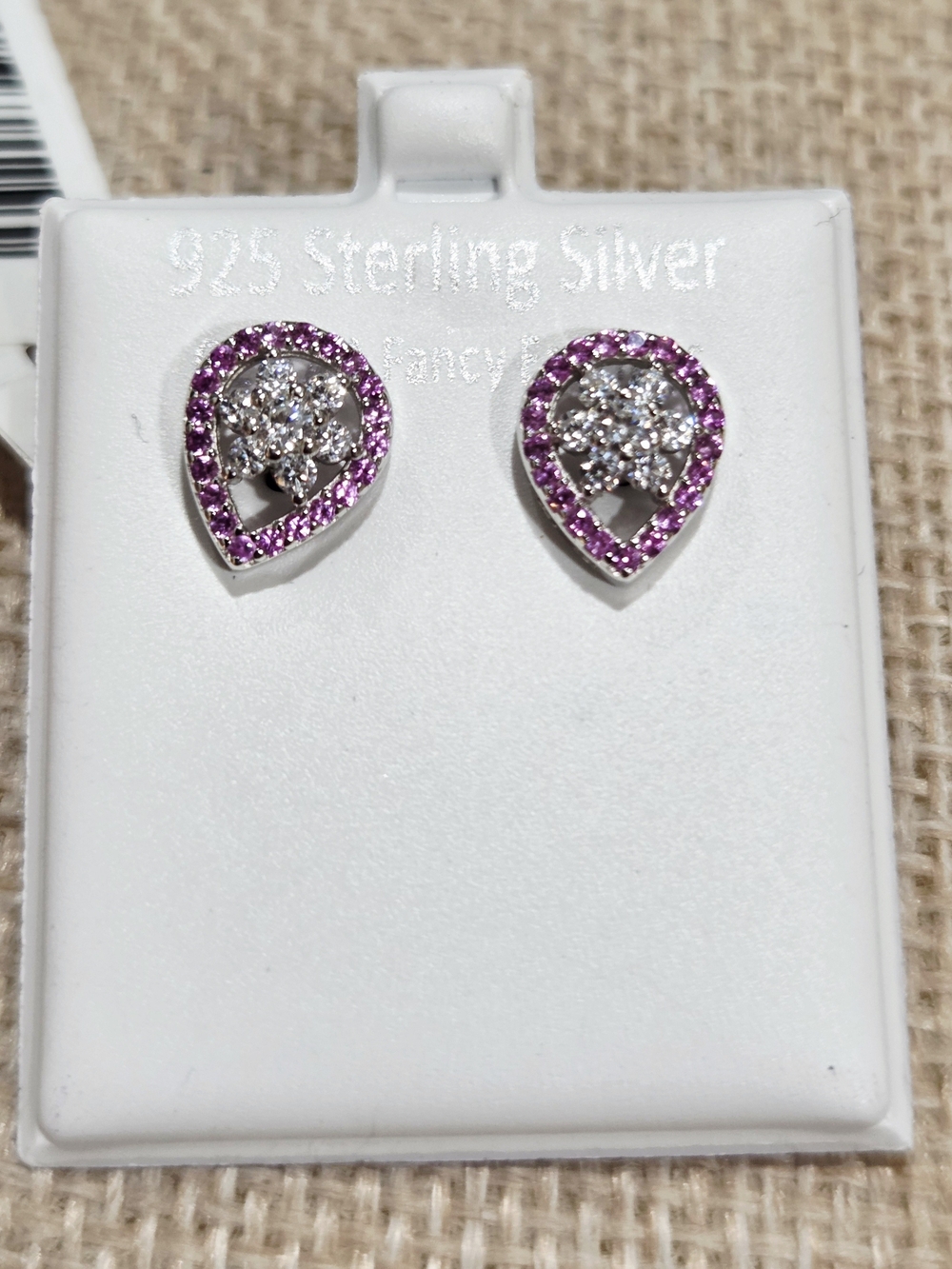 Sterling Silver Purple Teardrop Cubic Zirconia Stud Earrings